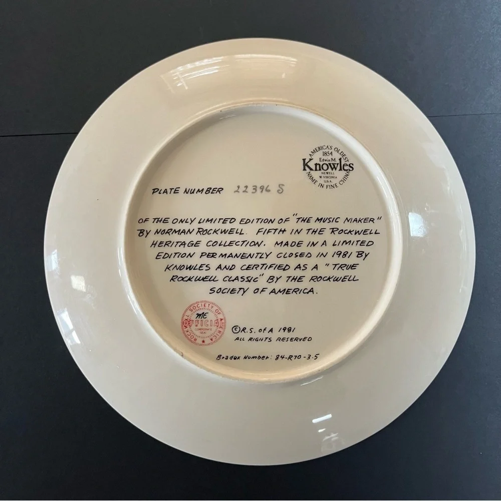 Vintage 1981 Norman Rockwell The‎ Music Maker Decorative Plate #22396 S